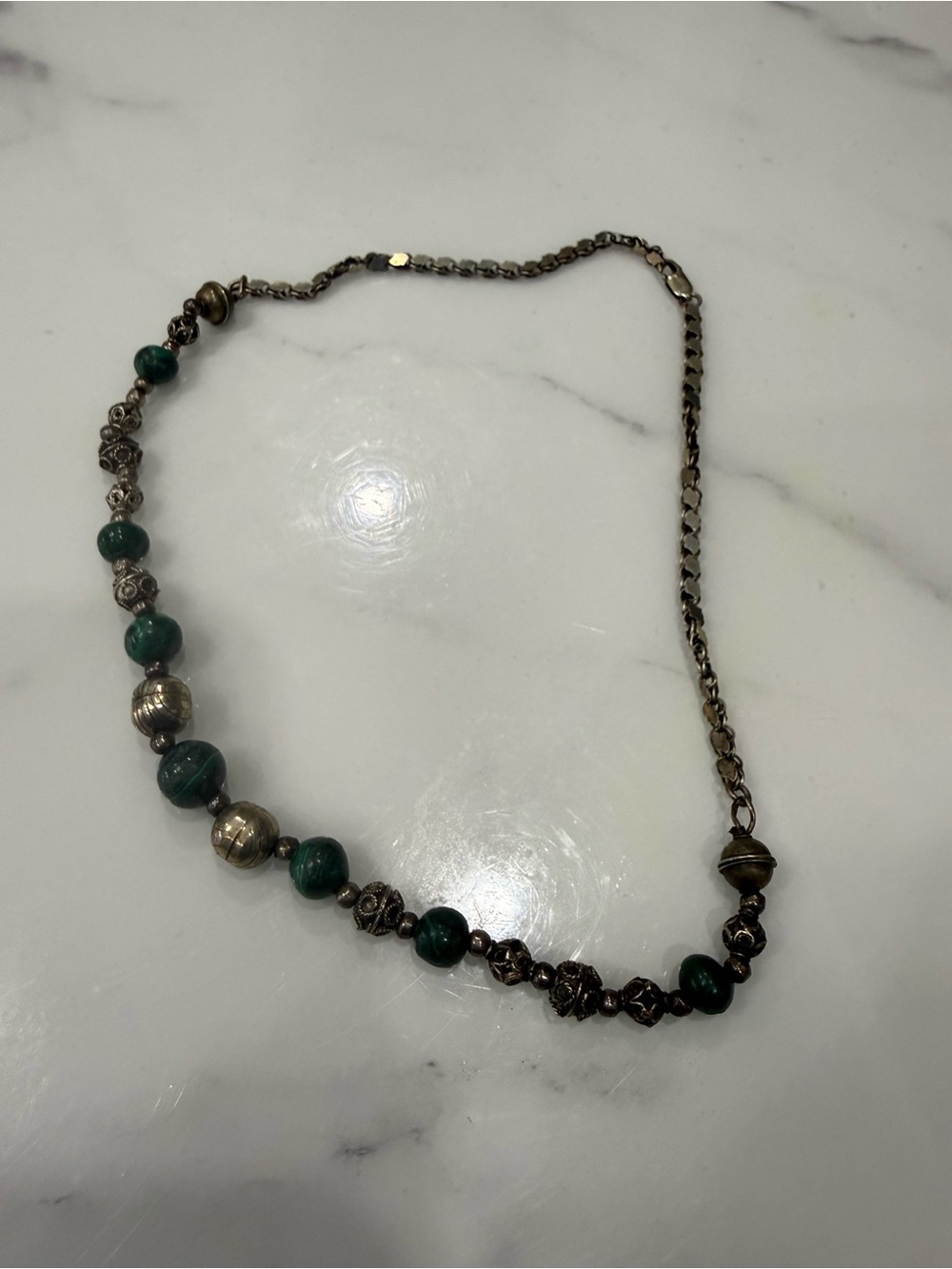 Green bead necklace